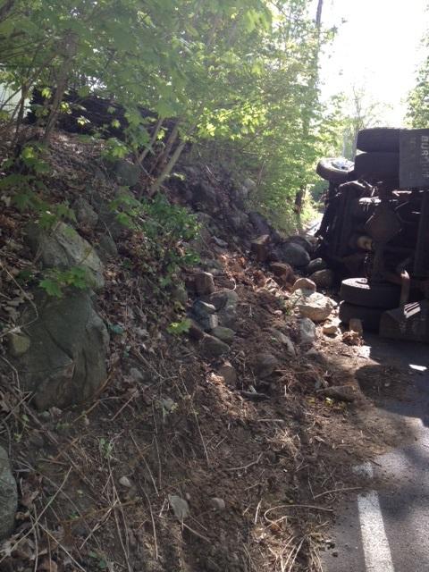 Red Mill Rd Dump Truck Rollover That Took Down Rock Wall